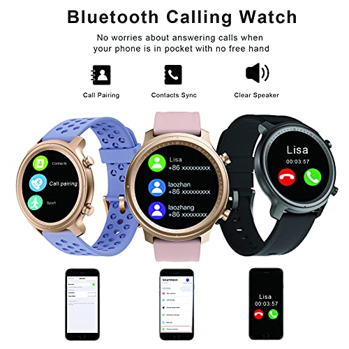 Reloj Inteligente Mujer con Responda Llamadas,Reloj Deportivo Llamadas Smartwatch Mujer Impermeable con Whatsapp Mensajes Pasos Pulsómetro para Huawei Xiaomi Samsung Android iOS (Morado)