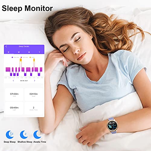 Reloj Inteligente Mujer con Responda Llamadas,Reloj Deportivo Llamadas Smartwatch Mujer Impermeable con Whatsapp Mensajes Pasos Pulsómetro para Huawei Xiaomi Samsung Android iOS (Morado)