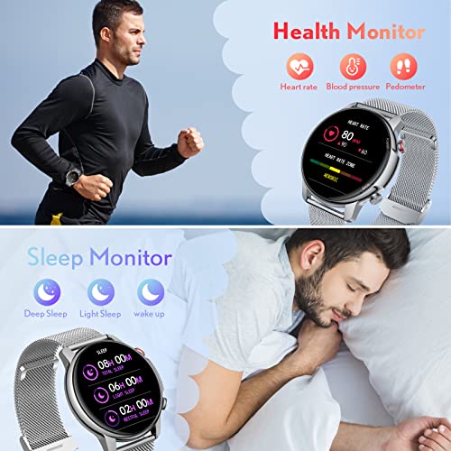 Reloj Inteligente Mujer Smartwatch Hombre: Fitness Tracker Pulsera Actividad con 1.32" TFT Impermeable ip68 Smart Watch Monitor de Sueño Pulsómetro Presión Arterial Podómetro Deporte para iOS Android