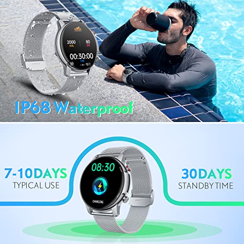 Reloj Inteligente Mujer Smartwatch Hombre: Fitness Tracker Pulsera Actividad con 1.32" TFT Impermeable ip68 Smart Watch Monitor de Sueño Pulsómetro Presión Arterial Podómetro Deporte para iOS Android