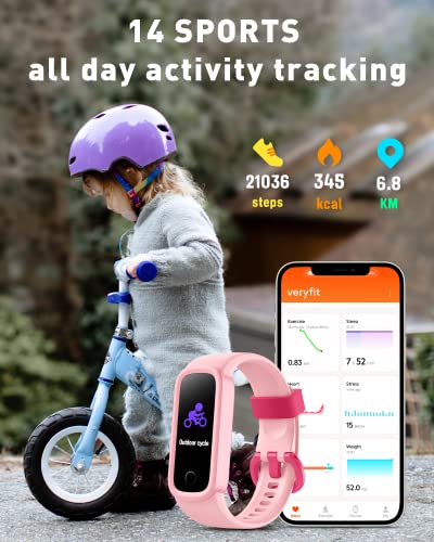 Reloj Inteligente Niño, Pulsera Actividad Inteligente con Cuenta Familiar para Niños Niñas, IP68 Impermeable Smartwatch con Pulsómetros Monitor de Sueño, Pulsera Deportivo Podómetro Contador Caloría