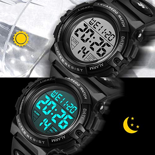 Reloj Niño,Reloj Digital para Niños, Deportivos LED 5ATM Impermeable Alarma Calendario Multifunción Cronógrafo Reloj De Pulsera para Niños Azul Negro