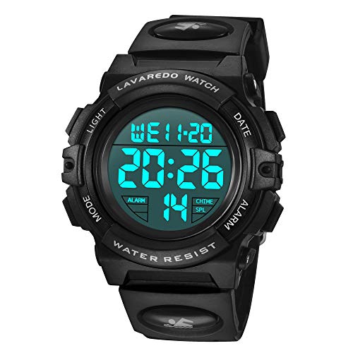 Reloj Niño,Reloj Digital para Niños, Deportivos LED 5ATM Impermeable Alarma Calendario Multifunción Cronógrafo Reloj De Pulsera para Niños Azul Negro