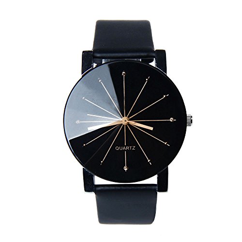 Relojes de Mujer, KanLin1986 Relojes de pulsera mujer banda de cuero relojes de acero inoxidable para mujeres-Negro