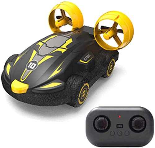 Remote Control Steerable Boat Radio High-Speed Speedboat Turbo Motor Classic Electric Watercraft Kids Competition Water Toy Amphibious Mini RC Hovercraft 2 in 1 (3 Battery Packs)