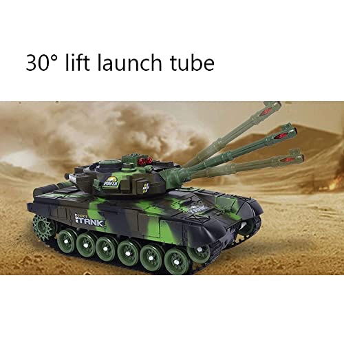 Remote Control Tanks for Boys and Adults Tracked Off-Road RC Vehicle 300° Rotating Launch Pad Simulate Recoil All-Terrain 45° Climbing Tank Children's Gifts (Green 33cm)