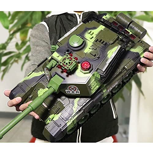 Remote Control Tanks for Boys and Adults Tracked Off-Road RC Vehicle 300° Rotating Launch Pad Simulate Recoil All-Terrain 45° Climbing Tank Children's Gifts (Green 33cm)