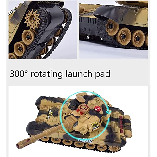 Remote Control Tanks for Boys and Adults Tracked Off-Road RC Vehicle 300° Rotating Launch Pad Simulate Recoil All-Terrain 45° Climbing Tank Children's Gifts (Green 33cm)