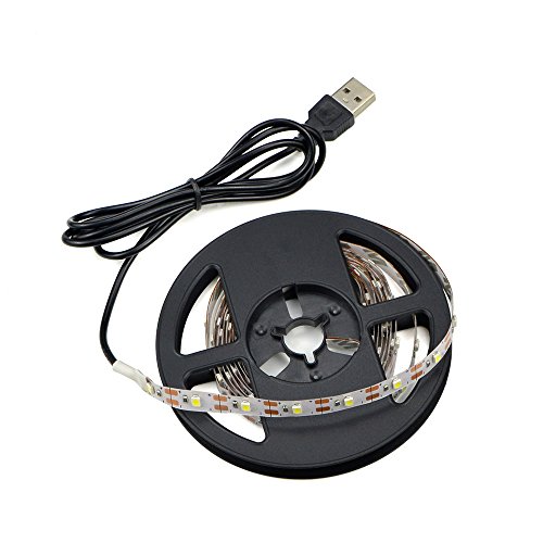 Renohef USB llevó luces de tira,3528 5 metros 300 Leds blanco cálido tiras LED con cable USB,TV Sobremesa para computadora portátil de escritorio,Iluminación del hogar,Luces de fiesta-No impermeable