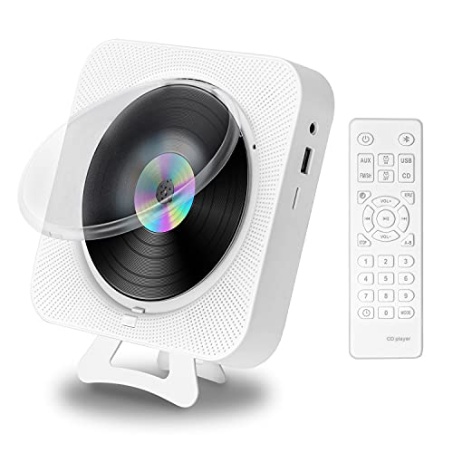 Reproductor de CD con Radio Boombox - Canareen Reproductor de CD Bluetooth con Cubierta Antipolvo y Pantalla LED | Conector AUX 3,5mm con Control Remoto Radio FM USB MP3 Reproductor de música