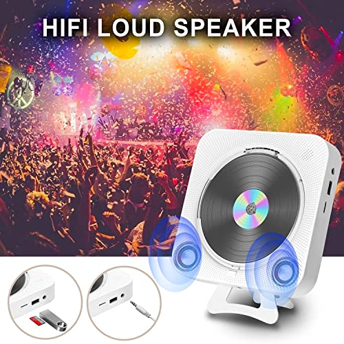 Reproductor de CD con Radio Boombox - Canareen Reproductor de CD Bluetooth con Cubierta Antipolvo y Pantalla LED | Conector AUX 3,5mm con Control Remoto Radio FM USB MP3 Reproductor de música