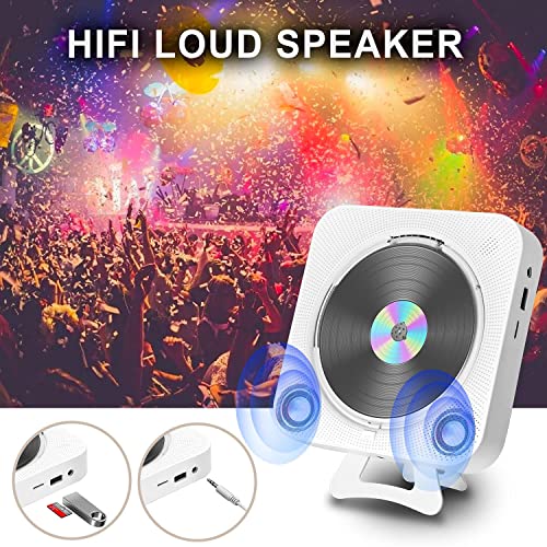 Reproductor de CD con Radio Boombox - Canareen Reproductor de CD Bluetooth con Cubierta Antipolvo y Pantalla LED | Conector AUX 3,5mm con Control Remoto Radio FM USB MP3 Reproductor de música