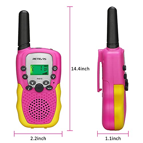 Retevis RA618 Walkie Talkies Niños Juguetes para Niñas y Niños de 6-12 Años Largo Alcance 8 Canales VOX Linterna Senderismo Ciclismo Aventura (Rosa, 1 Par)