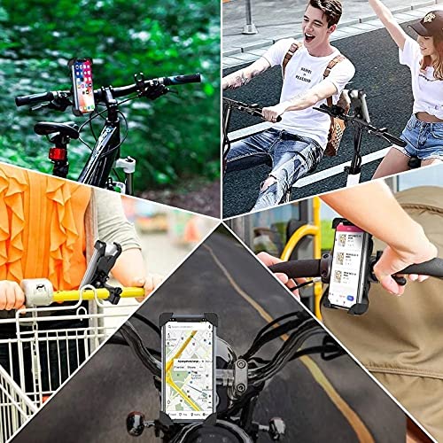 Retoo Soporte de teléfono móvil ajustable y antichoque para manillar de bicicleta y moto, para iPhone, Huawei, Samsung, Xiaomi, color negro (4-7 pulgadas)