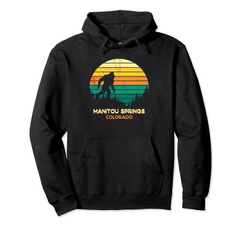 Retro Bayou Manitou Springs, recuerdo de Pie Grande de Colorado Sudadera con Capucha