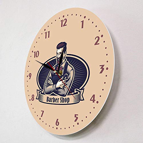 Retro Man Cave Barber Shop Letrero publicitario Reloj de Pared Peluquero Corte de Pelo Salón Colgante Arte Decoración Reloj de Pared Peluquero Regalos (sin Marco)