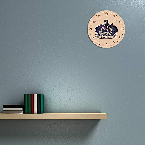 Retro Man Cave Barber Shop Letrero publicitario Reloj de Pared Peluquero Corte de Pelo Salón Colgante Arte Decoración Reloj de Pared Peluquero Regalos (sin Marco)