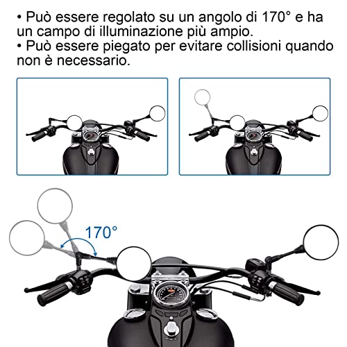 Retrovisores Moto Espejos Retrovisores de Motocicleta, Manillar Plegable, con Abrazadera Homologado Universal para Street Bike ATV Quad Cruiser Bike Scooters