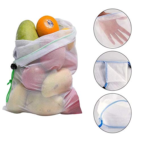 Reutilizable malla producir bolsas de vegetales de frutas de almacenamiento de compra de comestibles Bolsa 10pcs EDC Artilugio (Size : S)