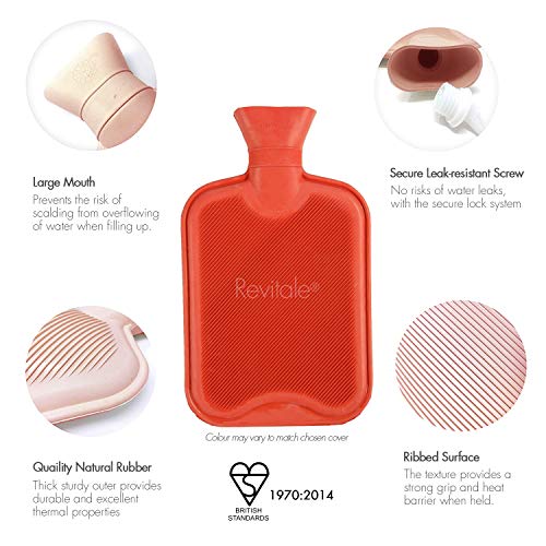 Revitale - Bolsa de agua caliente de pelo artificial, con pompones, acogedora y de lujo, 2 litros… (gris)