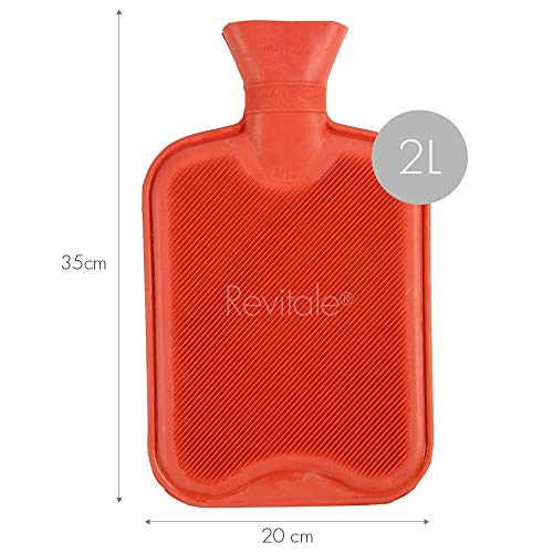 Revitale - Bolsa de agua caliente de pelo artificial, con pompones, acogedora y de lujo, 2 litros… (gris)