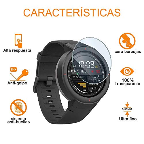 REY Protector de Pantalla para Huawei Watch GT 2 46mm - GT2 - Huawei Watch GT Active - Watch GT 2 Sport 46mm, Cristal Vidrio Templado Premium