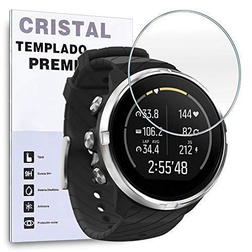 REY Protector de Pantalla para SUUNTO 9, Cristal Vidrio Templado Premium