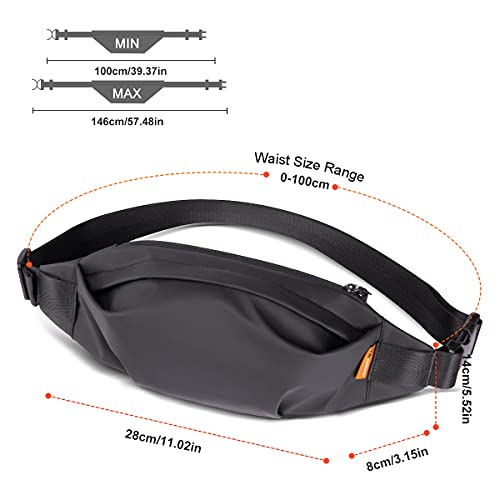 Riñonera Deportiva, Riñoneras de Marcha, de Cintura Hombre, Bolsillos con Cremallera Bolsa Riñoner Impermeable con Correa Ajustable para Aire Libre Viaje Correr Senderismo Ciclismo Acampada-Negro