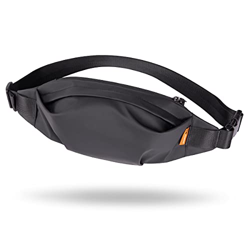 Riñonera Deportiva, Riñoneras de Marcha, de Cintura Hombre, Bolsillos con Cremallera Bolsa Riñoner Impermeable con Correa Ajustable para Aire Libre Viaje Correr Senderismo Ciclismo Acampada-Negro