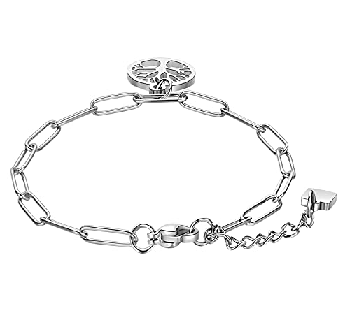 Rita X Pulsera Plata Mujer Árbol de la Vida Dia de la Madre - Pulseras Personalizadas de Cadena para Pareja Niña Mama Amistad Profesora Mejores Amigas - Pulsera Verano de la Suerte en Acero Inoxidable