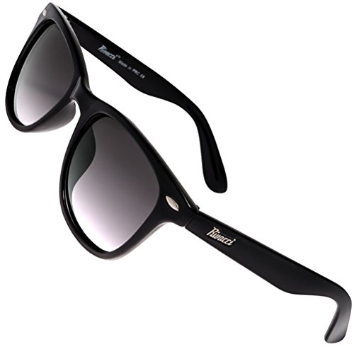 Rivacci - Gafas de sol polarizadas unisex, diseño clásico, protección UV 400, incluye funda y gamuza 04 Wayfarer Noir / Miroir Or - Rouge Polarisé M