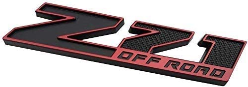 RJ Home Logotipo de la Capucha 2 Piezas de Z71 Off Road Decal Logo Insignia Reemplazo 3D GMC Chevrolet Silverado 1500 2500HD Suburbio de montaña Colorado (Rojo Negro) Insignia de Coche 3D