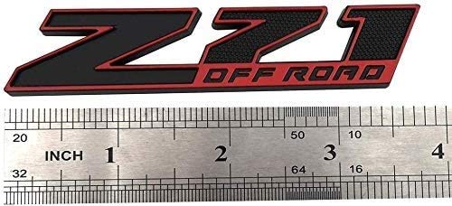 RJ Home Logotipo de la Capucha 2 Piezas de Z71 Off Road Decal Logo Insignia Reemplazo 3D GMC Chevrolet Silverado 1500 2500HD Suburbio de montaña Colorado (Rojo Negro) Insignia de Coche 3D