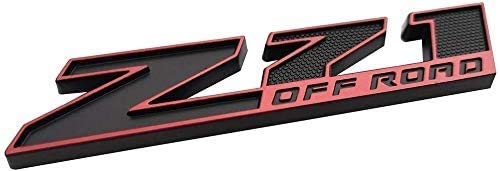 RJ Home Logotipo de la Capucha 2 Piezas de Z71 Off Road Decal Logo Insignia Reemplazo 3D GMC Chevrolet Silverado 1500 2500HD Suburbio de montaña Colorado (Rojo Negro) Insignia de Coche 3D