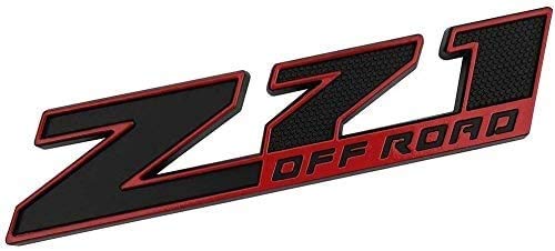 RJ Home Logotipo de la Capucha 2 Piezas de Z71 Off Road Decal Logo Insignia Reemplazo 3D GMC Chevrolet Silverado 1500 2500HD Suburbio de montaña Colorado (Rojo Negro) Insignia de Coche 3D