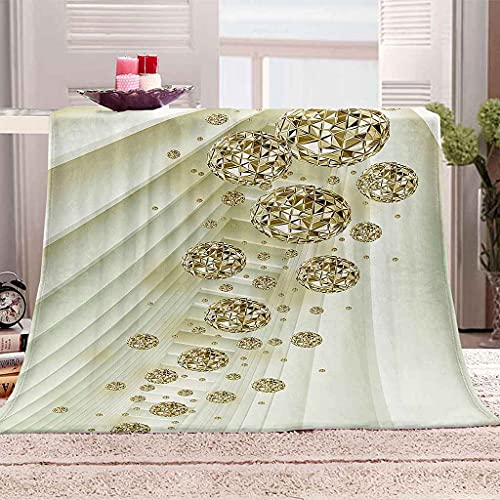 RLSRNC Mantas para Cama de Franela Invierno para Infantil y Adulto Manta Polar de Felpa de Microfibra Suave para Sofá o Cama Orbe de Oro Manta de Franela para Cama 130x150cm