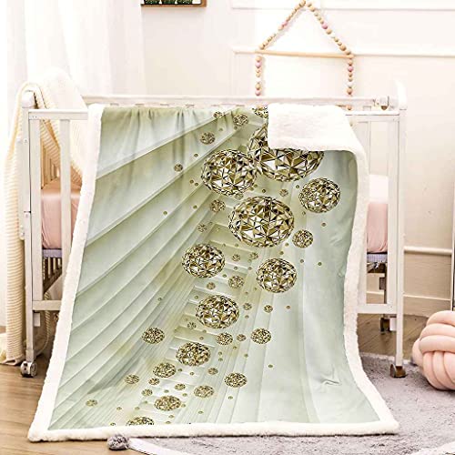 RLSRNC Mantas para Cama de Franela Invierno para Infantil y Adulto Manta Polar de Felpa de Microfibra Suave para Sofá o Cama Orbe de Oro Manta de Franela para Cama 130x150cm