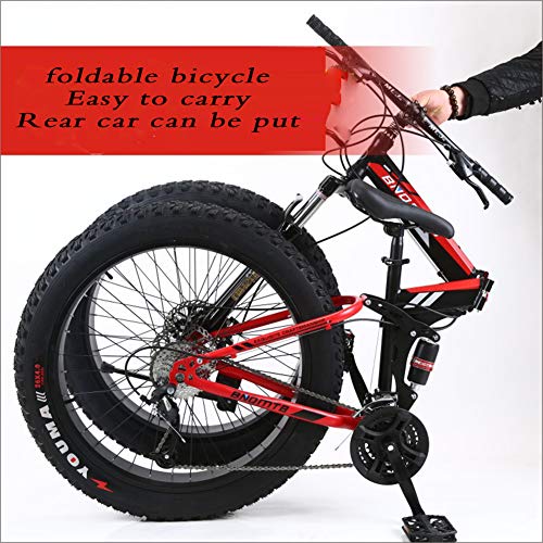 RNNTK Hombres Bicicleta De Montaña Plegable Ultraligero Fat Bike,Cómodo Ciclismo Al Aire Libre Doblado Bicicleta De Montaña De Doble Suspensión,Ciudad Outroad Racing Cycling A -7 Velocidad -24 Inch