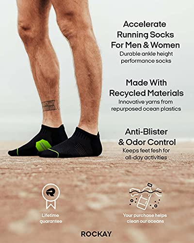 ROCKAY Accelerate - Calcetines Deportivos con Talón de Compresión para Hombres y Mujeres, Running, Anti-ampollas y con Soporte de Arco (1 par)