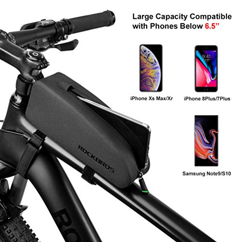 ROCKBROS Bolsa de tubo superior para bicicleta, bolsa para el marco delantero, impermeable, bolsa para el teléfono de la bicicleta, bolsa de accesorios para bicicleta de montaña de carretera