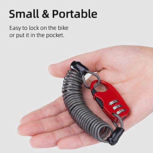 ROCKBROS Candado de Cable Mini Antirrobo Bloqueo con Códigos para Casco de Bicicleta Moto Maleta, 90 cm