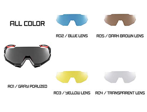 ROCKBROS Gafas de Sol Polarizadas Deportivas con 5 Lentes Intercambiables Protección UV400 para Deportes Ciclismo Correr Pescar Conducir Hombres y Mujeres Medio Marco