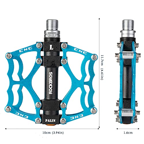 ROCKBROS Pedales Bicicleta, Pedales de Aluminio Antideslizantes Ligeros para Ciclismo MTB Bicicleta Carretera, 9/16 Pulgadas