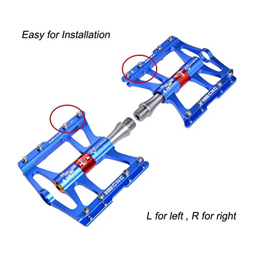 ROCKBROS Pedales de Bicicleta 4 Rodamientos de Aleación de Aluminio Plataforma CNC Ligero Antideslizante para MTB Bici de Carretera Bici Plegable 9/16"