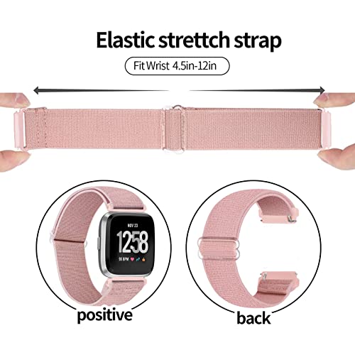 RockloookY 2Piezas correas de nailon elásticas compatibles con Fitbit Versa/Fitbit Versa 2/Fitbit Versa Lite, correa de repuesto deportiva suave para mujeres y hombres(rosa/negro)