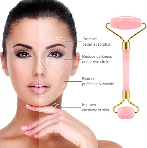 Rodillo De Jade Roller Face Gua Sha Herramienta Natural Piedras De Masaje Cuarzo Rosa Rejuvenece Piedra Para Evitar Ojos Que El Cuello Arruge Regalo