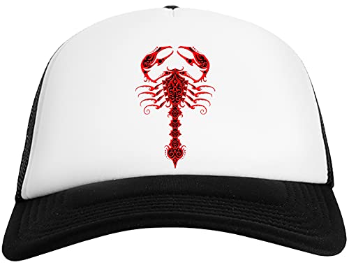 Rojo y Negro Tribal Escorpión - Escorpión Gorra De Béisbol para Hombre y Mujer con Malla Trasera Mens Womens Baseball Cap Mesh Back