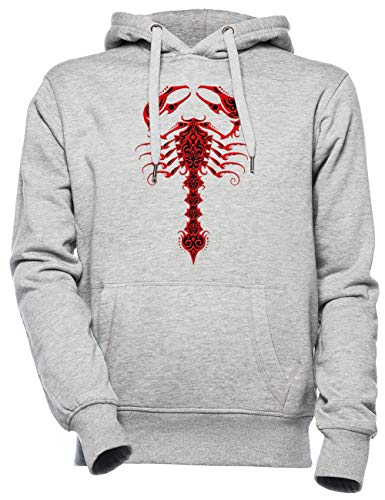 Rojo y Negro Tribal Escorpión - Escorpión Unisexo Hombre Mujer Sudadera con Capucha Gris Unisex Men's Women's Hoodie