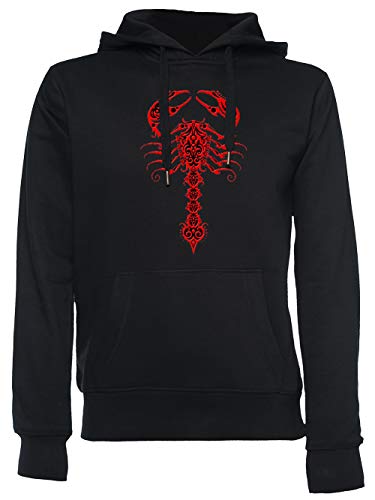 Rojo y Negro Tribal Escorpión - Escorpión Unisexo Hombre Mujer Sudadera con Capucha Negro Unisex Men's Women's Hoodie Black