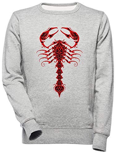 Rojo y Negro Tribal Escorpión - Escorpión Unisexo Hombre Mujer Sudadera Gris Unisex Men's Women's Jumper